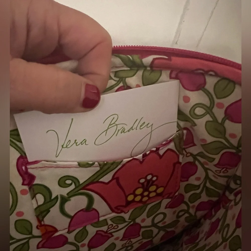 Vera Bradley Pink and Green Floral Quilted Pouch